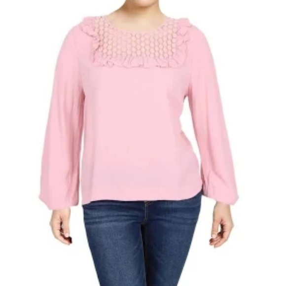 kenzie Tops - Kensie Lace Ruffled Blouse 
Cameo Pink